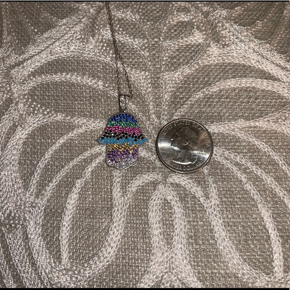 Sterling Silver Sevil Hamsa Statement Necklace - Picture 6 of 6